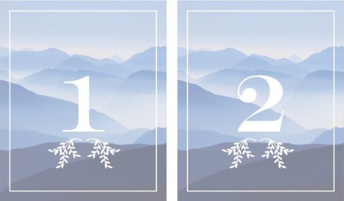 Номера столов на свадьбу в горах • 12 удобных бесплатных шаблонов для нумерации столов • Meelo. Блог о свадебной полиграфии