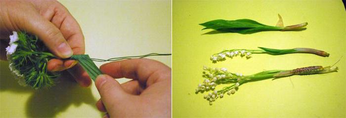 обертывание стлеблей флористической бумагой
