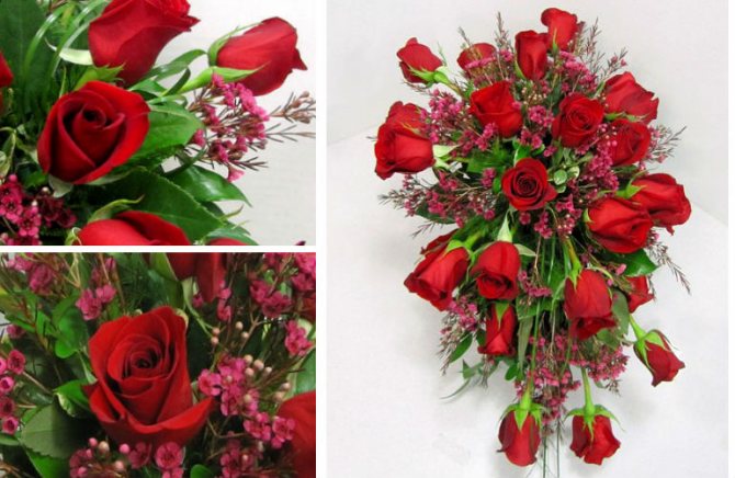 Оформление каскадного букета