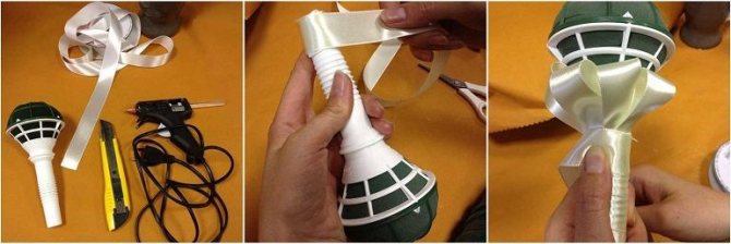 Оформление ручки портбукетницы