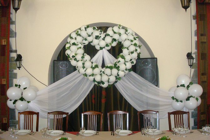 оформление зала на свадьбу шарами 4