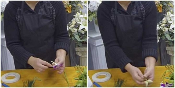 Орхидеи в букет с розами