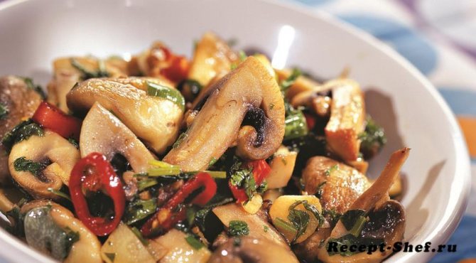 Острый салат из шампиньонов