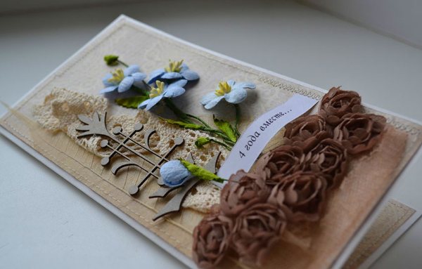 открытка льняная