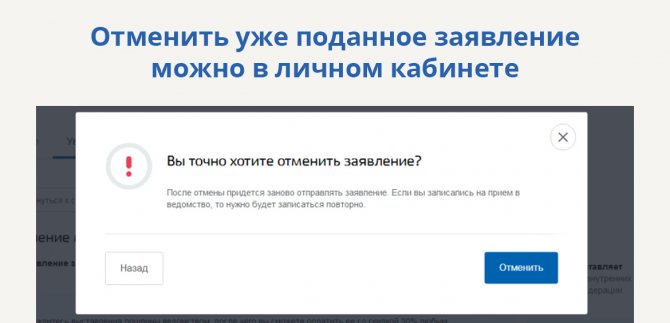 Отменить уже поданное заявление можно в личном кабинете