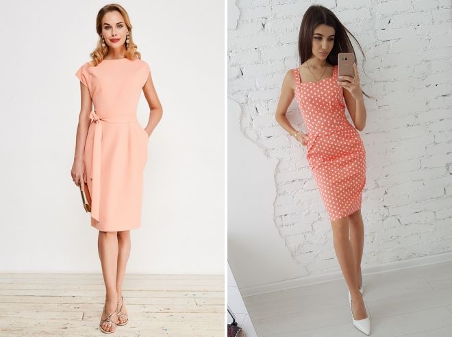 персиковое платье футляр