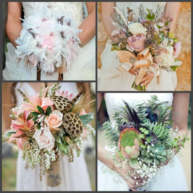 Перья в свадебном букете