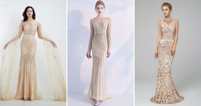 Платье цвета шампань мода