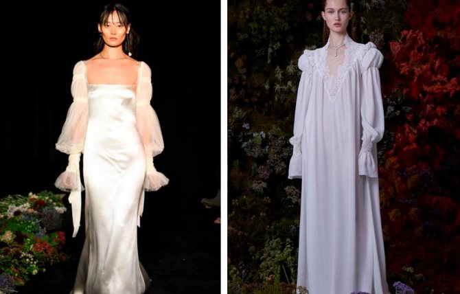 Платье для невесты в стиле сорочек 19 века.