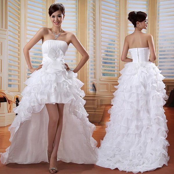 Платье невесте на свадьбу короткое спереди и длинное сзади