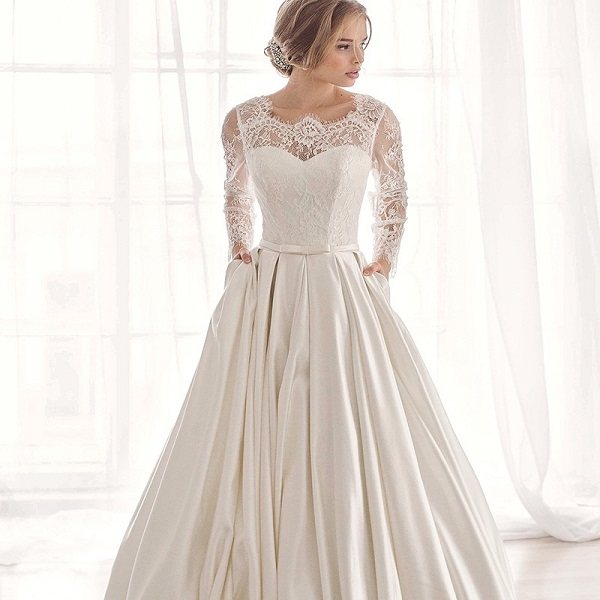 платье с длинными рукавами для невесты