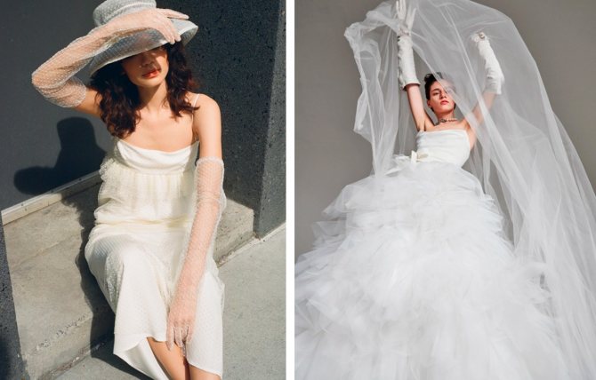Платье с фатой и вуалью для невесты.