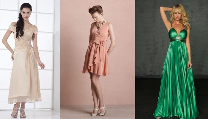 Платья для девушек-гостей на свадьбах с узкими плечами