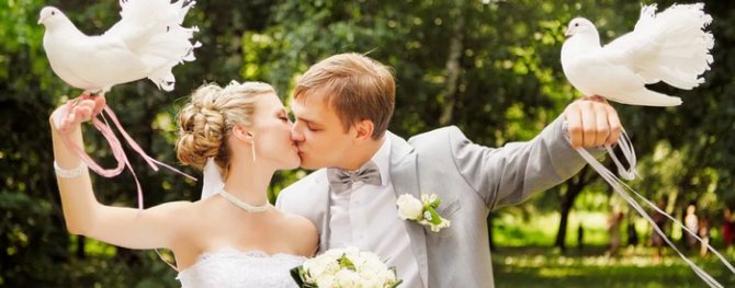 поцелуй и голуби