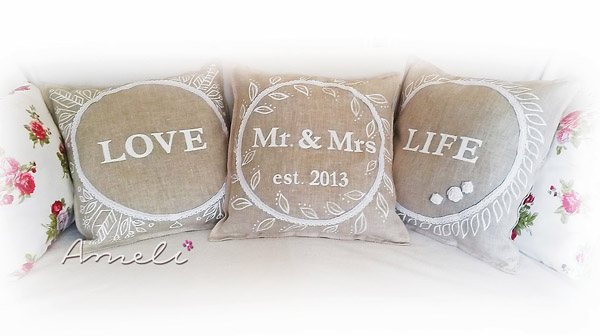 Подушки для молодых на 4 года свадьбы