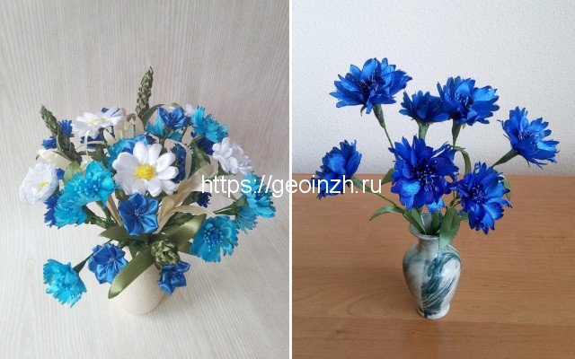 полевые цветы из лент