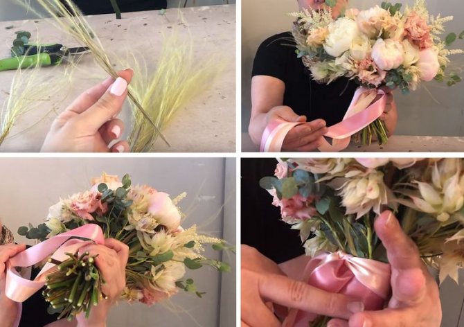 Пошаговая инструкция оформления бежевого букета невесты