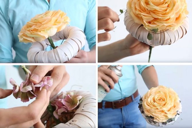Пошаговая инструкция оформления букета невесты из лепестков роз