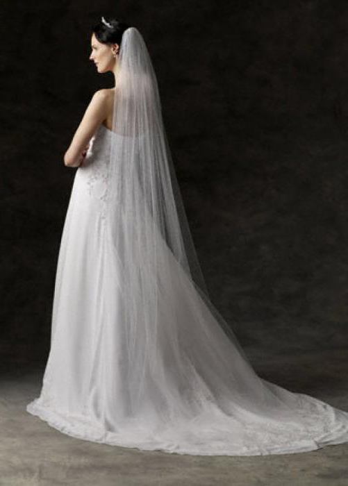 прически с фатой на длинные волосы