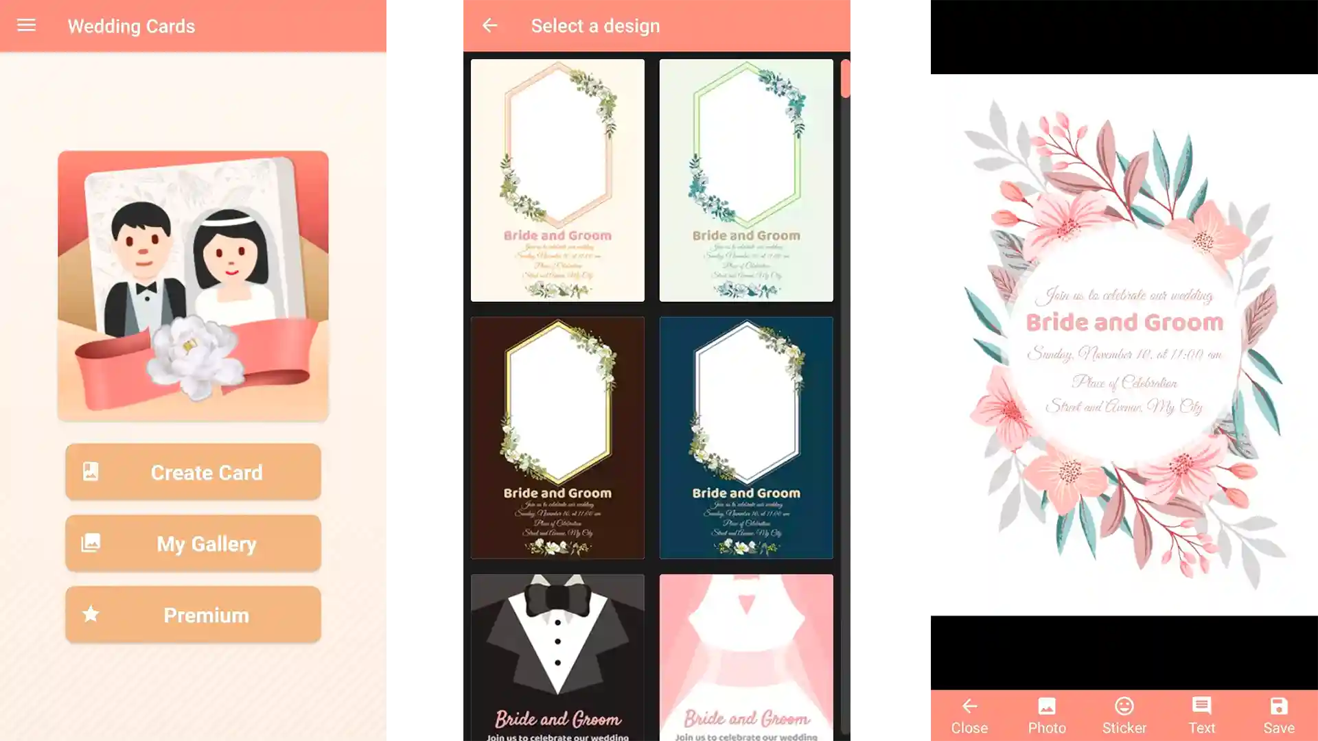 приложение на смартфон для создания свадебных открыток