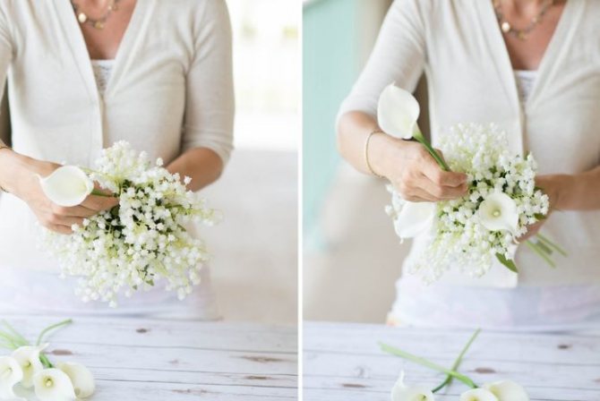 Процесс изготовления букета из калл