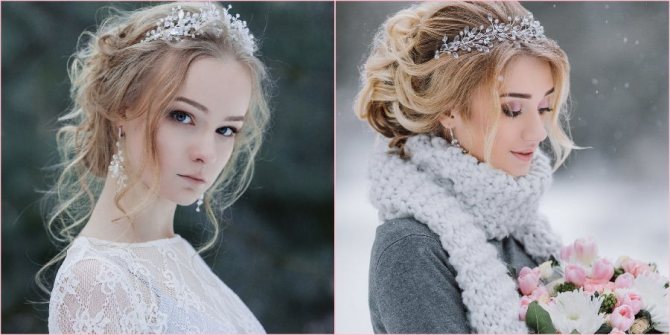 Пучки в прическах новобрачной