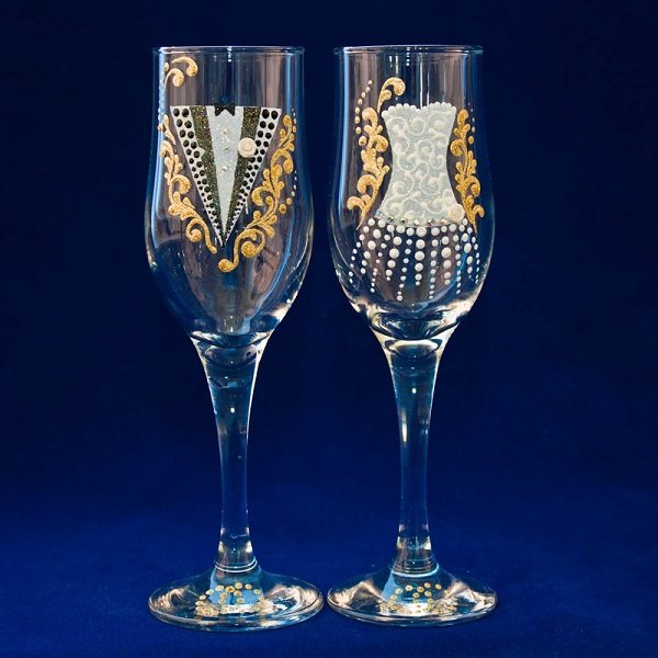 роспись на свадебных бокалах