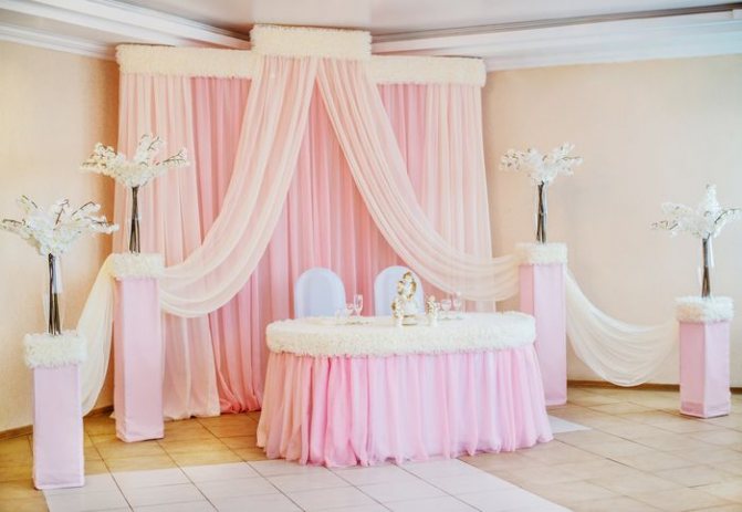 розовая свадьба – оформление зала 6