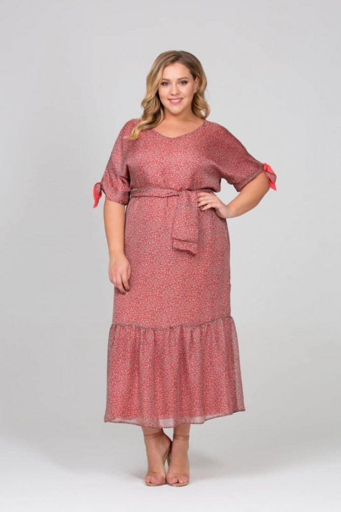 розовое платье для полных женщин