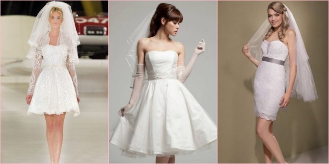 С мини юбкой прекрасно смотрится фата