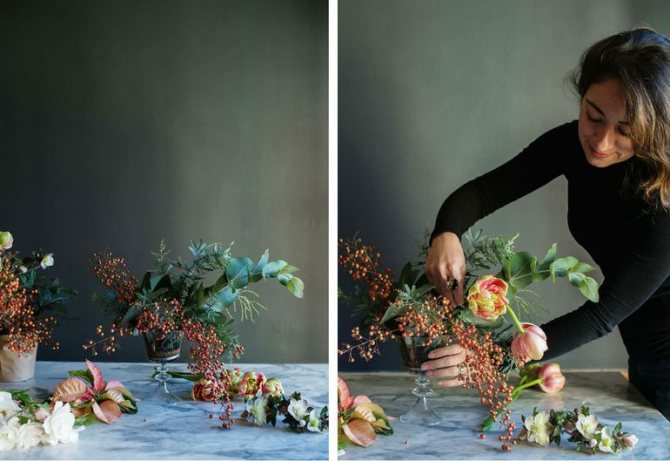 Сборка букета из тюльпанов в свободном стиле