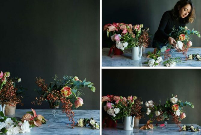 Сборка букета из тюльпанов в свободном стиле