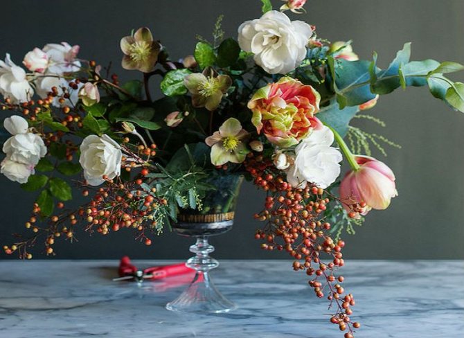 Сборка букета из тюльпанов в свободном стиле