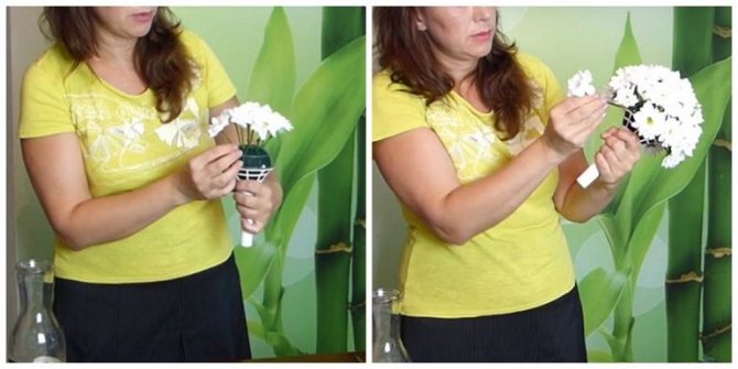 Сборка букета в портбукетнице