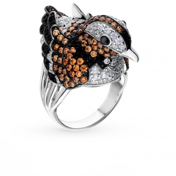 Серебряное кольцо с фианитами санлайт