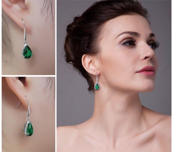 Серьги с изумрудом