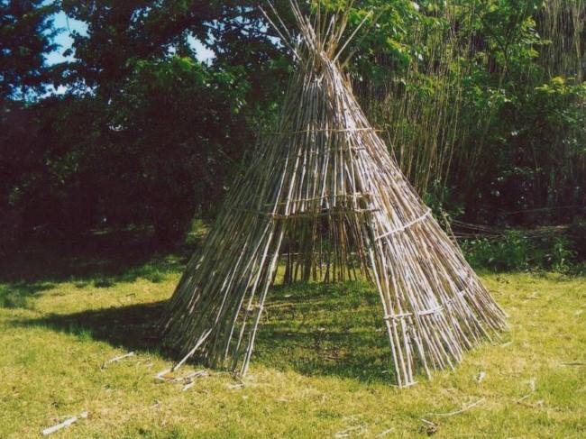 Шалаш из сухих ивовых веток