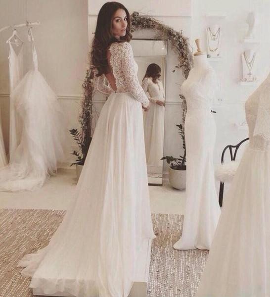 шифоновое свадебное платье с длинным рукавом