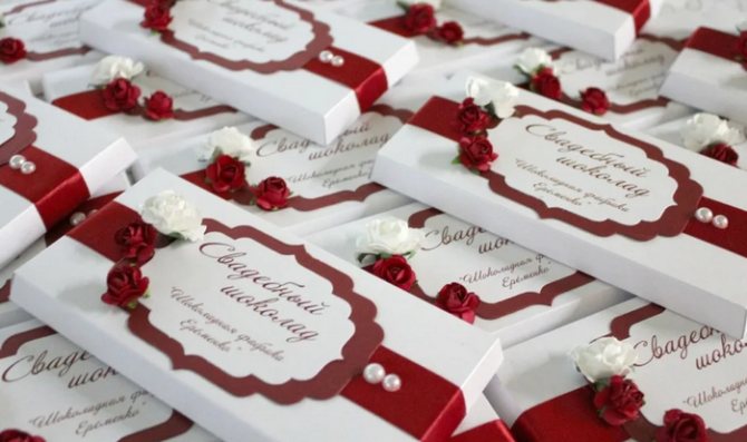 шоколад на свадьбу в подарок гостям
