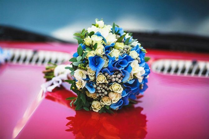 Синий свадебный букет 7