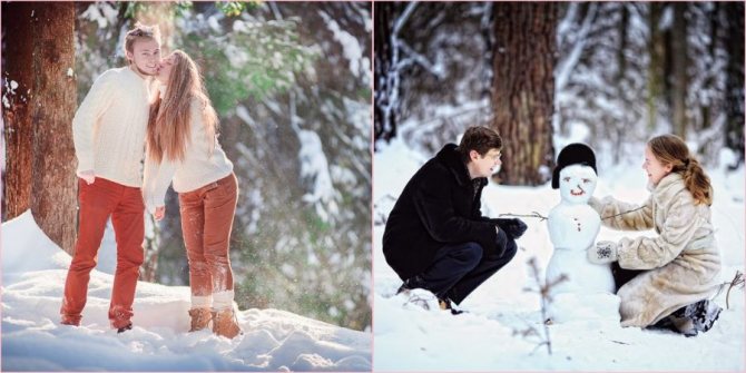 Слепите снеговика в парке