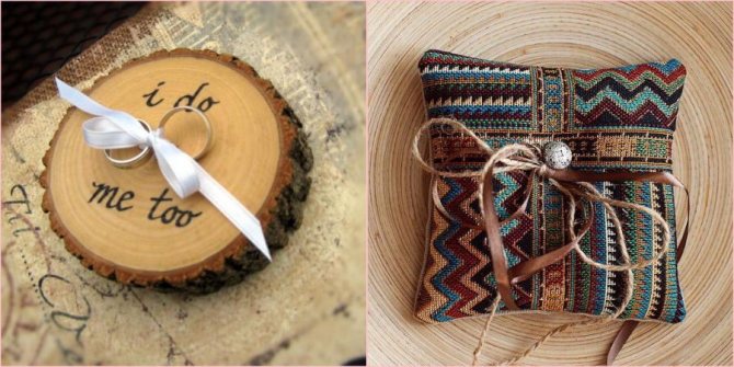 Спил и подушка под кольца брачующихся