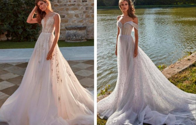 Свадебное платье А-силуэт.