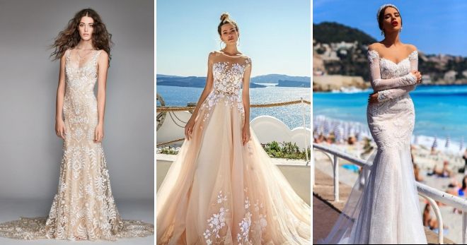 Свадебное платье цвета шампань идеи