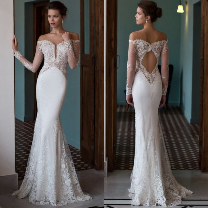 Свадебное платье рыбка: кружевные фасоны со шлейфом, открытой спиной и рукавами