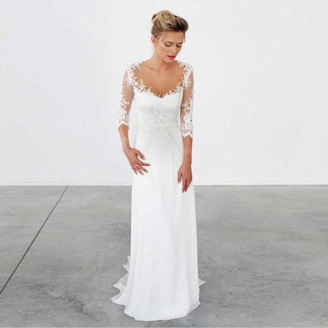 свадебное платье с длинным рукавом на лето