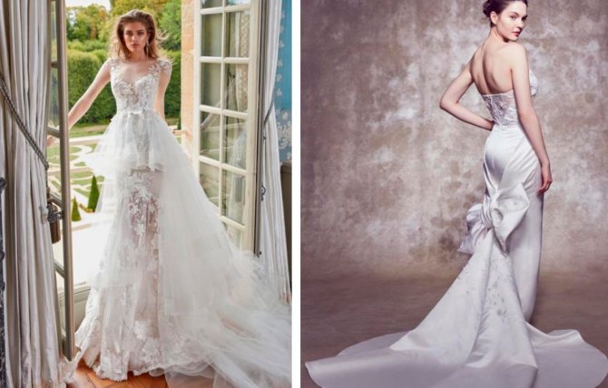 Свадебное платье со шлейфом.