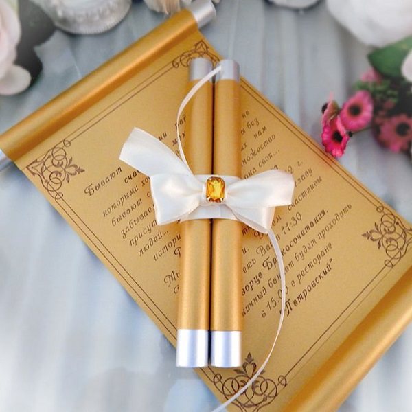свадебное приглашение на свитке