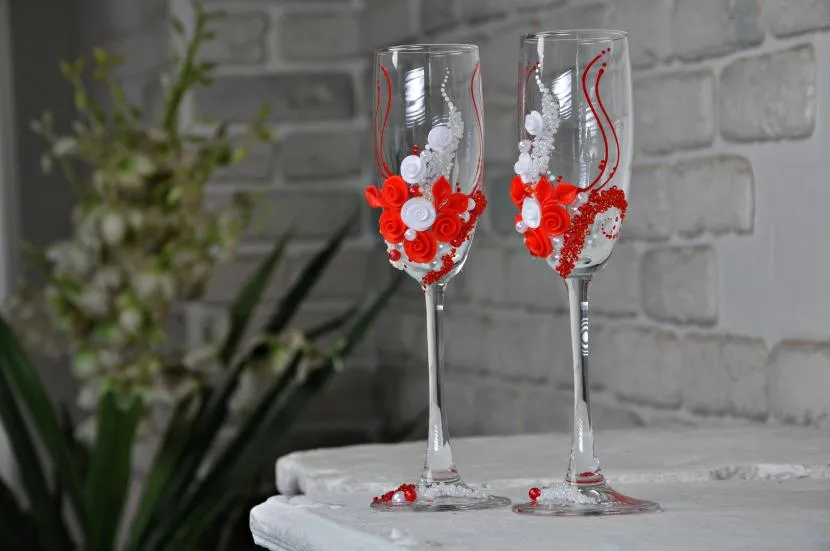 Свадебные бокалы ручной работы