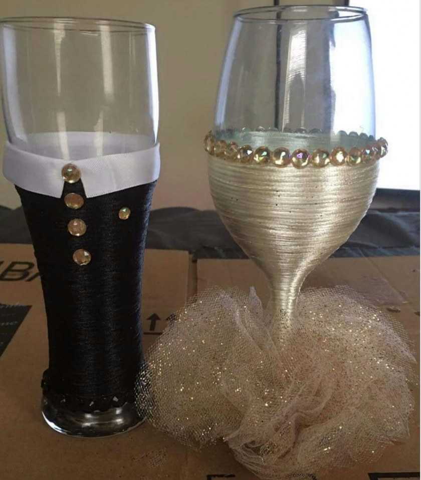 Свадебные бокалы своими руками